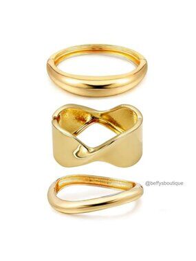 Chunky Gold Bangle Bracelets Stackable Cuff Set for Women
